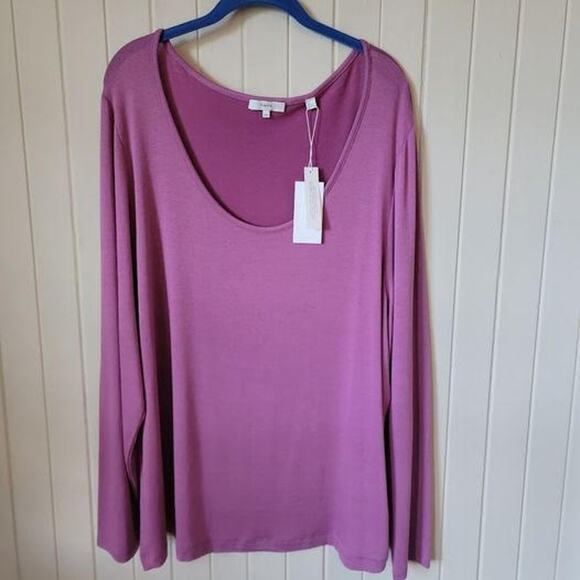 Vince Scoop Neck Top Long Sleeve Jersey Tee Purple/Pink Size XXXL NWT - Picture 5 of 6